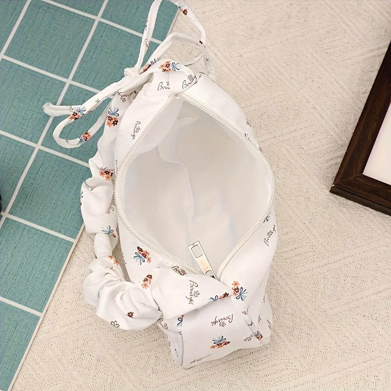 Fashion Flower Nylon Shoulder Bag Elegant Underwear Wallet with Fixed Strap Womens Zipper 250320