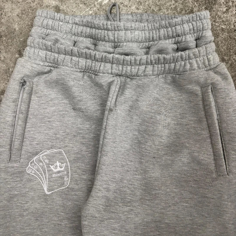 Y2K Double Waist Running Pants with Poker Embroidery Pattern Bottom Mens Gothic Hip Hop Street Clothing Unisex Bag Sports 250320