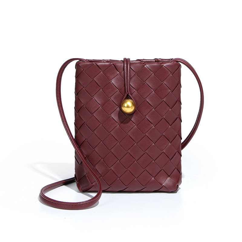 2025S Fashion Designer Fashionable Mini Vertical Woven Phone Bag Versatile Crossbody Wallet Niche Texture Trendy Single Shoulder Women S Bag