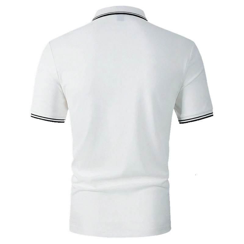 Mens 100 polyester breathable business casual polo shirt top mens short sleeved summer fashion slim fit 250320