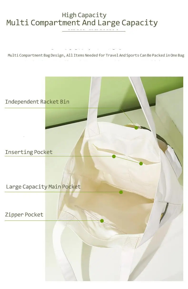 White Tennis Bag Female Single Shoulder Bag Portable Tennis Racquet Bag Tenis Large Capacity Canvas Tennis Racket Bag Waterproof 250320