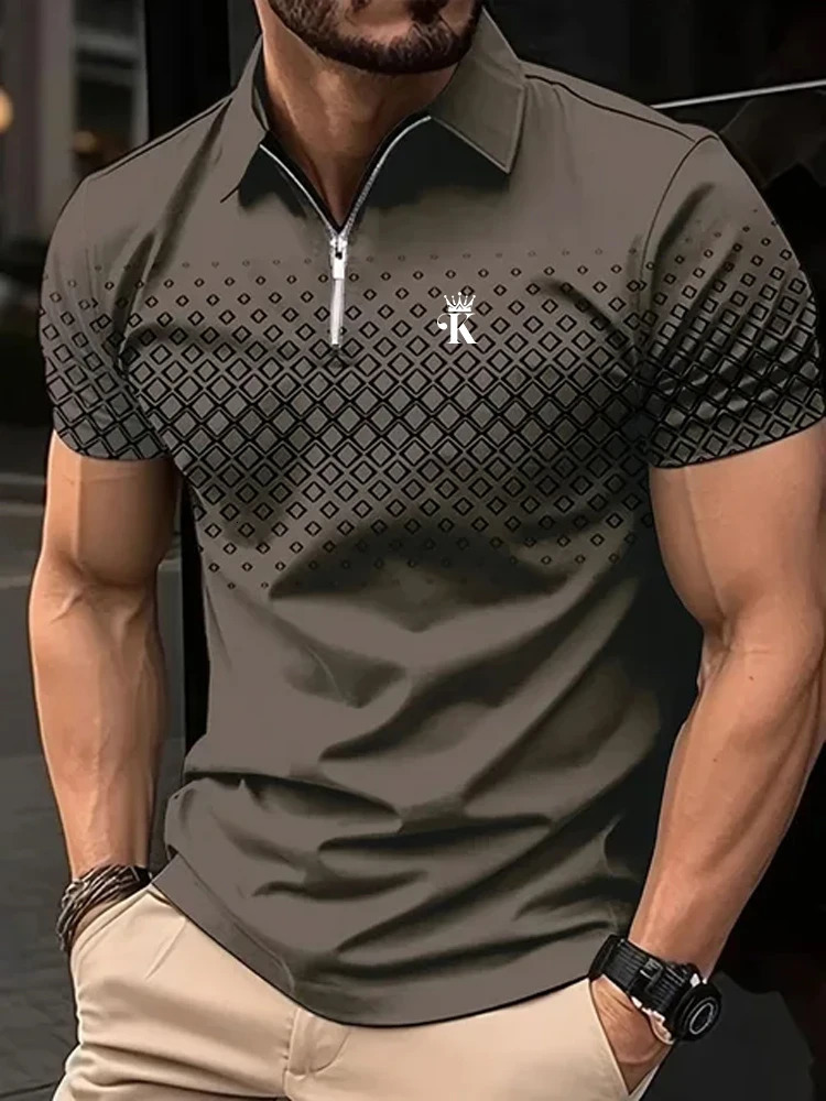 Business Mens Golf Polo Short Sleeve Shirt Outdoor Casual Daily Streetwear Summer 3D Print Microelastic Polyester 250320