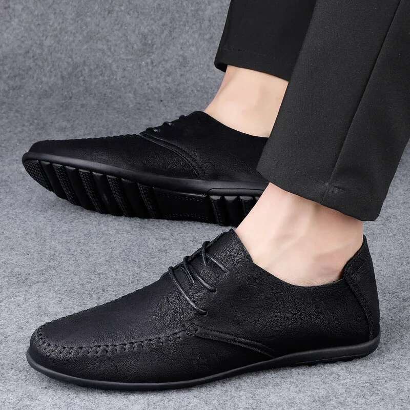 Leather Men Fashion Formal Mens Moccasins Italian Breathable Male Driving Shoes Black Plus Size Atos Para Hombres