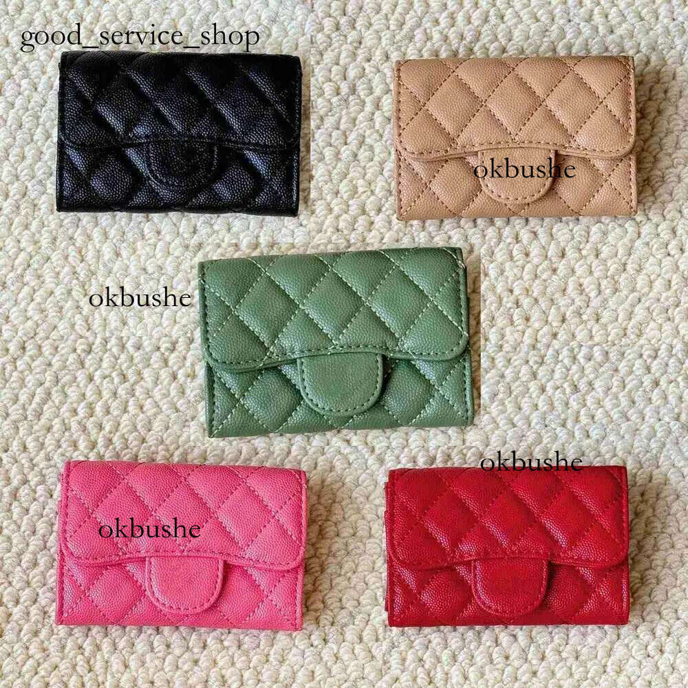 Designer Womens Card Holder Wallet Genuine Pebble Leather Fold Flap Classic Pattern Mini Small Pures Color A10 channels channeless purse 3