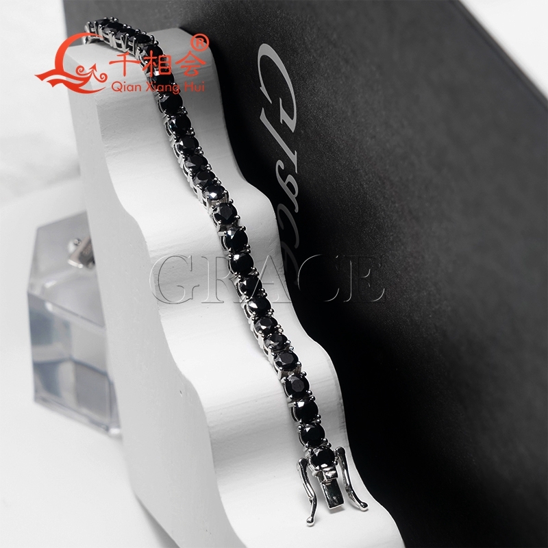 Luxury Black Moissanite Tennis Necklace 3mm/4mm/5mm 925 Sterling Silver Unisex Jewelry for Wedding Party Dating