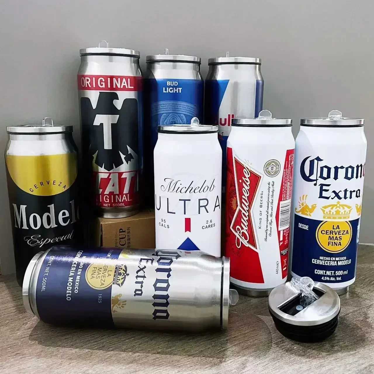 500ML hot beverage with straw cola can Termos Para Cafe beer bottle 304 stainless steel beer cold drink Garrafa T rmica X250321