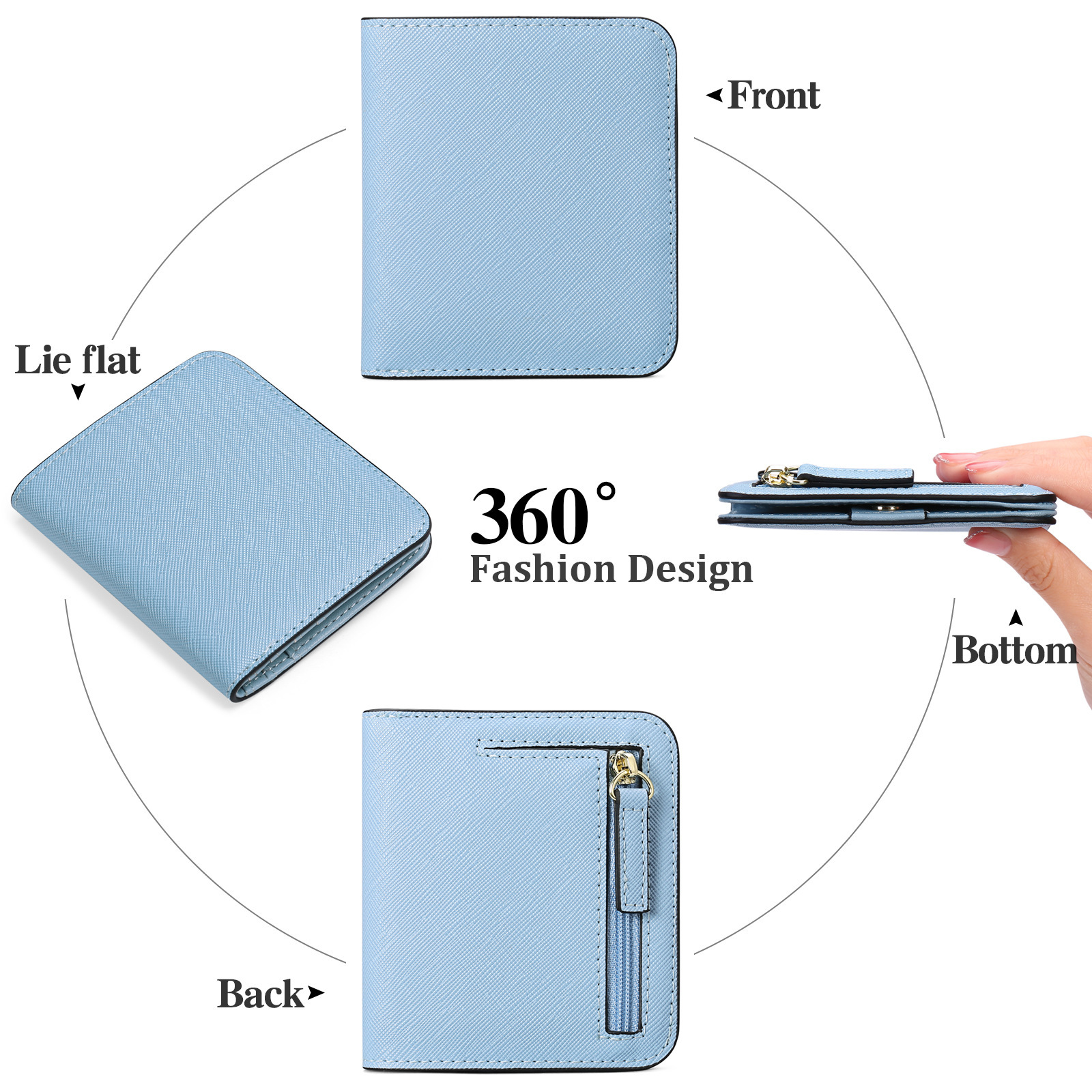 2025S Trend Designer Women S Short Thin Fold PU Cross Pattern Change Bag Style RFID Wallet