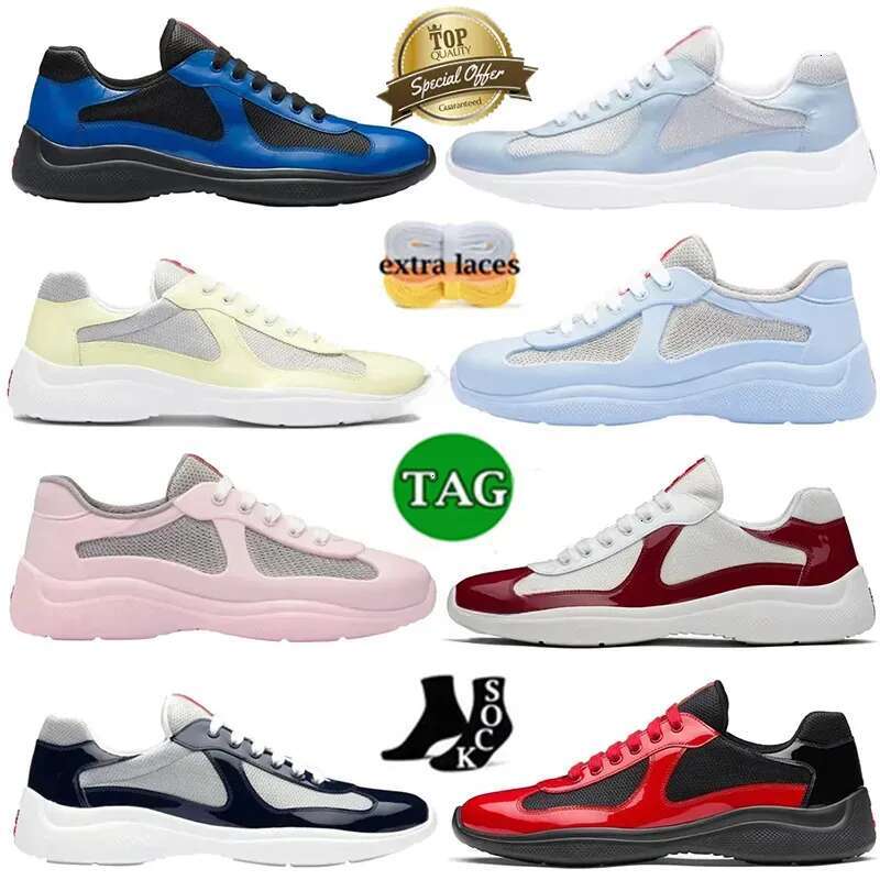 Top Quality Cup Running Americas American Trainers Men Sports Casual Bike Fabric Shoes Women Patent Bright Leather Sneakers With Box EUR 35-48 Size