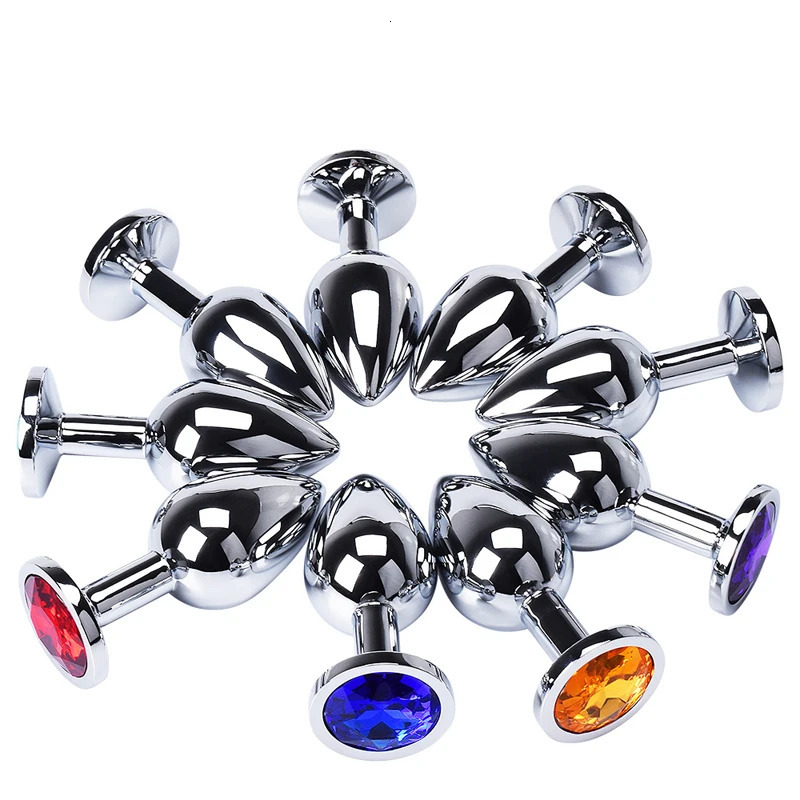 1pc 3 Size Anal Plug Round Stainless Steel Crystal Buttplug Removable Butt Plug Stimulator Anal Sex Toys Prostate Massager Dildo 250320