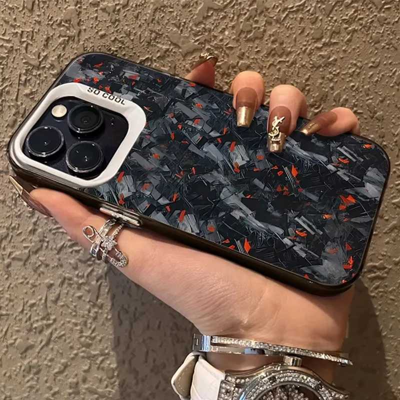 Forged Carbon Fiber Printing Phone Case for 16 15 14 12 11 Pro Max XS X XR 8 7 Plus SE 2020 Shockproof PC Back CoverXJ250321