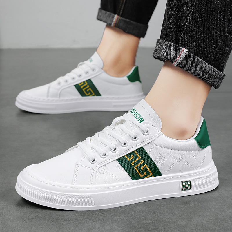 Men Fashion Shoes 2025 New arrival Embossed Breathable Athleisure Style Trend Versatile White Shoes Comfortable White Black Free shipping