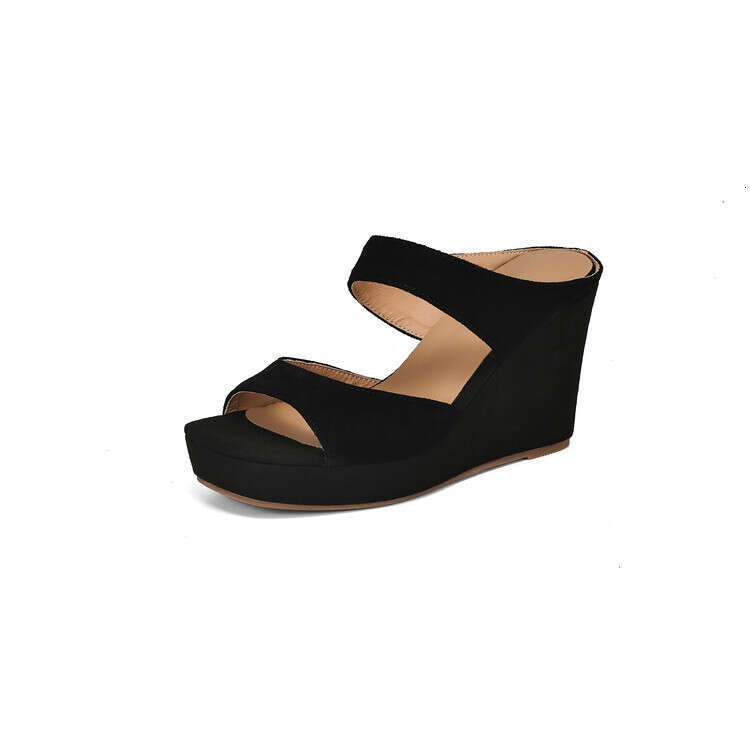 High Heel Niche Light Luxury Women S Shoes Sandals Slippers External Wear Matte Sheepskin Apricot Slope Heels