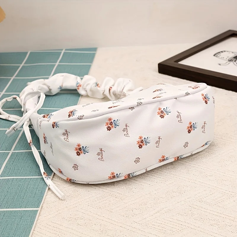 Fashion Flower Nylon Shoulder Bag Elegant Underwear Wallet with Fixed Strap Womens Zipper 250320