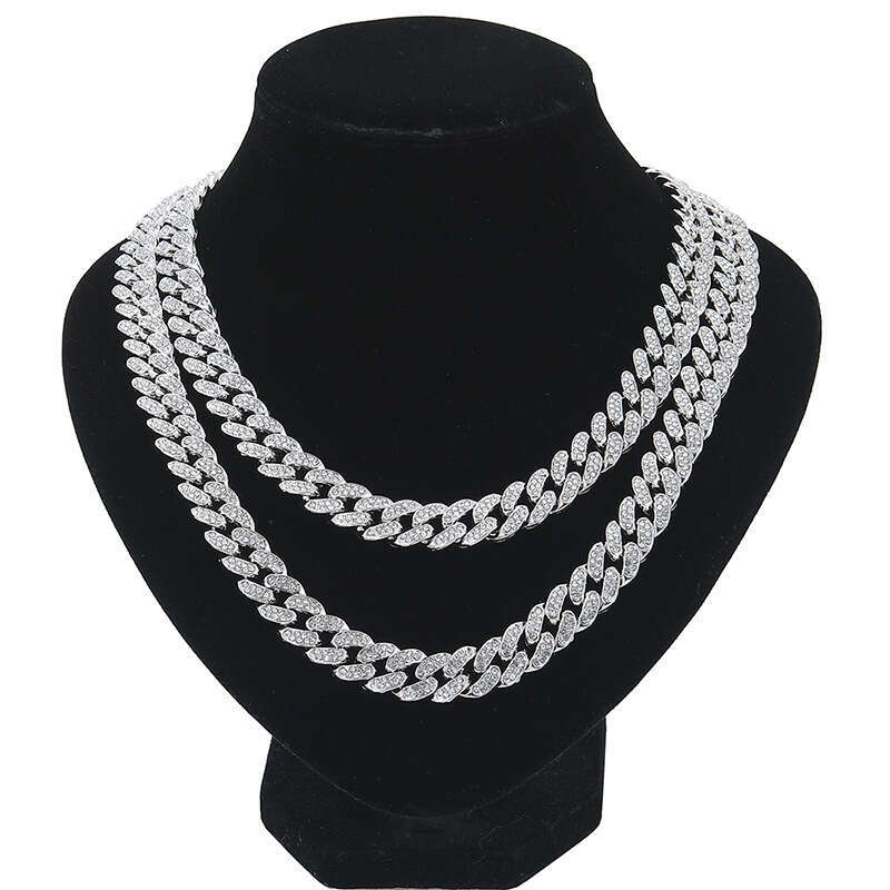 Men's gold style oval alloy full dia necklace accessories hip-hop Cuban chain trendy men's jewelry