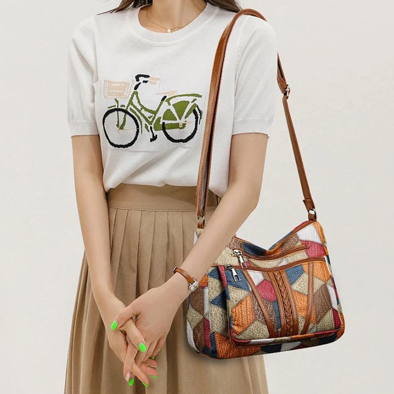 Womens elegant retro cross body bag fashionable multi pocket shoulder fully matched 250320