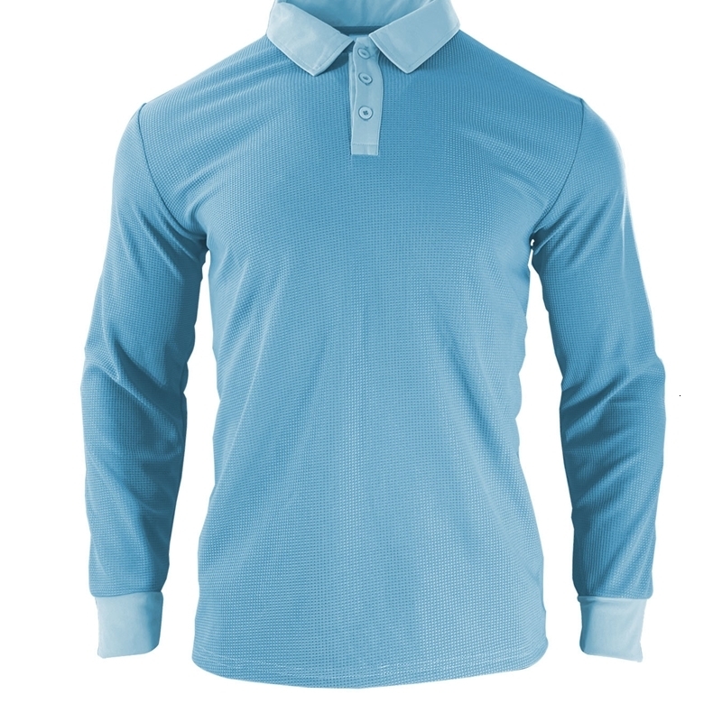 Mens plain long sleeved polo shirt with button stereo casual workwear business suit set ious style accessible for 250320
