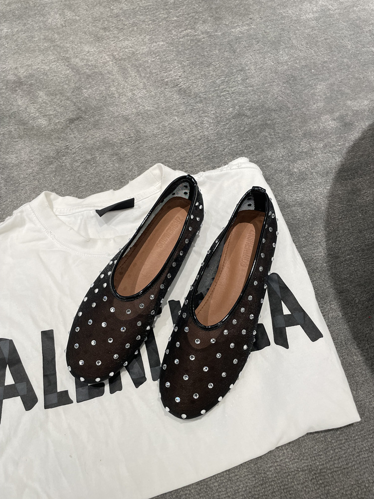 New spring and summer fashion round-toe rhinestone Mary Jane flat shoes for women comfortable ballet dancing shoes