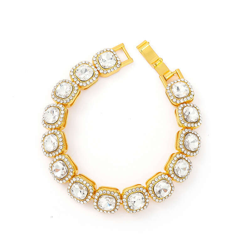 Men's and women's fashionable alloy rock sugar water hip-hop Italian dia studded es Cuban chain necklace