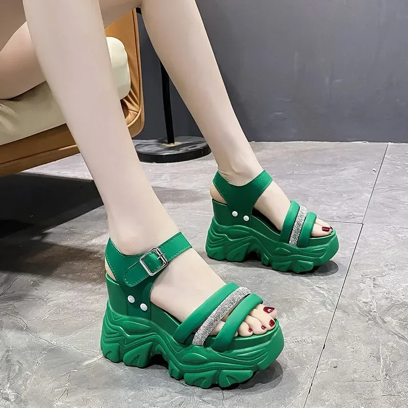 Sandals Women Platform Shoes Summer Open Height Increasing 10Cm High Heel Ladies Sandal Wedges Chunky Womens 250321BJ - view 7