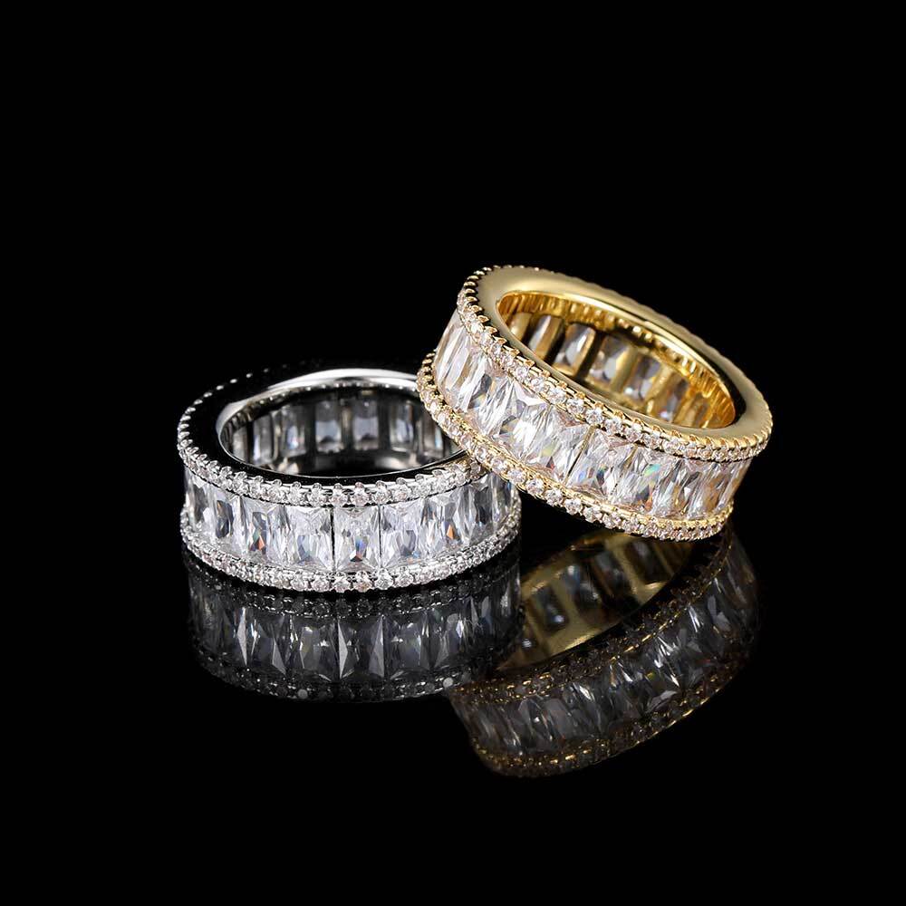 8mm Hip Hop Round Cubic Zirconia Cz Eternity Band Ring Fine Jewelry For Men Gifts For His