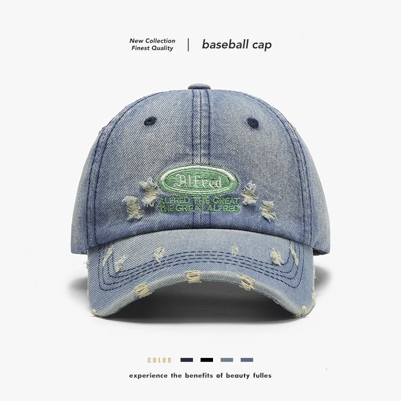 Wear resistant hole wash pad retro soft top hip-hop fashion skateboard Distressed mens baseball cap outdoor Sunshade womens Peaked cap 250320