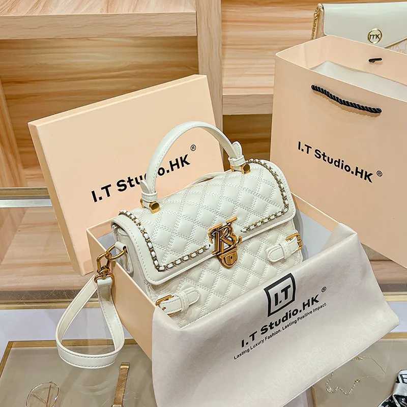Womens handbag leather handbag small square handbag 2024 new high-end designer spring/summer cross shoulder bag Y250319