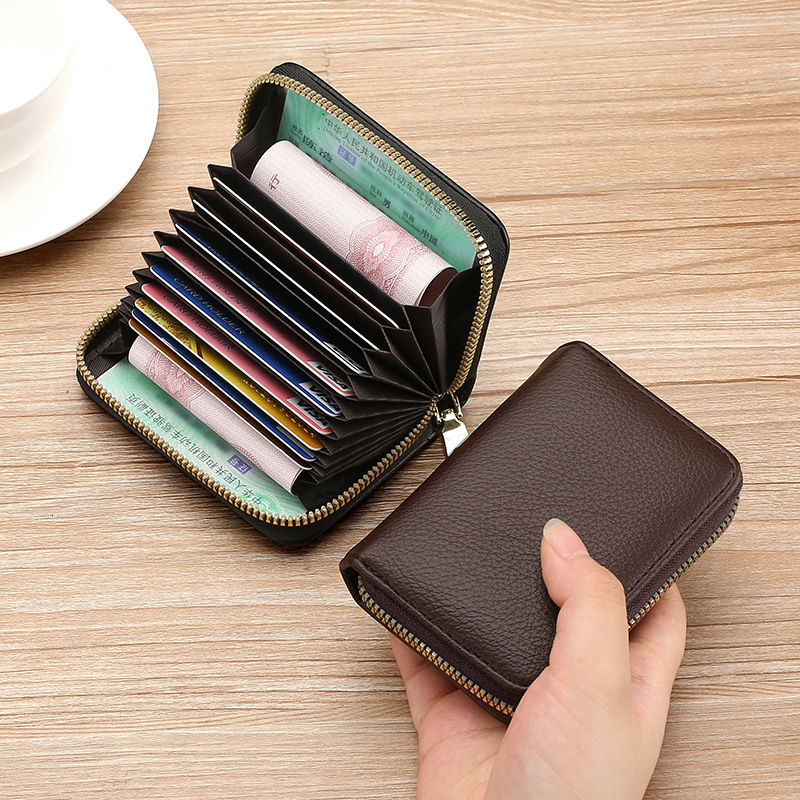 2025S Trend Designer Anti Demagnetization Bag Men S And Women S Zipper Multiple Slots Bank ID Large Capacity Driver S License Compact Card Holder Wall