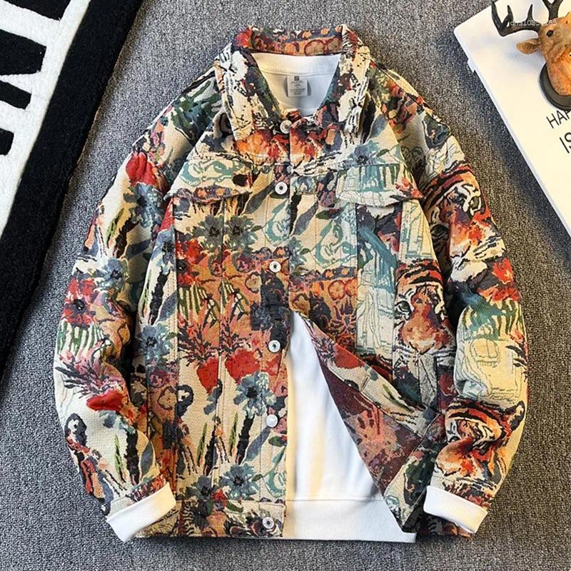 Men's Jackets Irregular Tiger-head Jacquard Spring New Casual Long-sleeved Fashionable Baseball Jacket Lapel Jacket