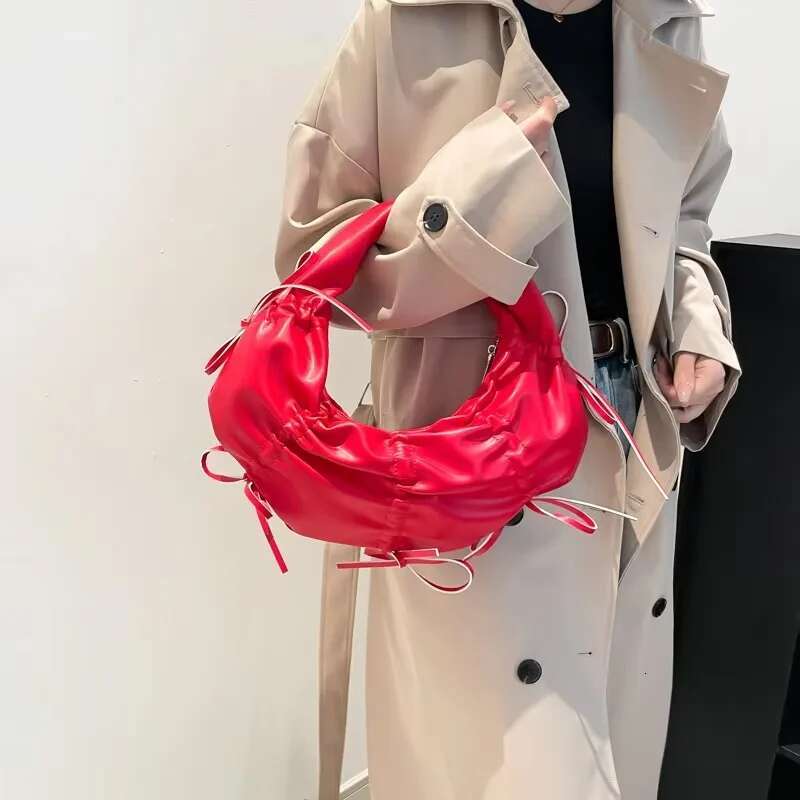 PU Bow Hobos Solid Design Fashion Versatile 2025 Hot Sale Bags For Women Popularity Stylish Exquisite Sweet Women's Handbags