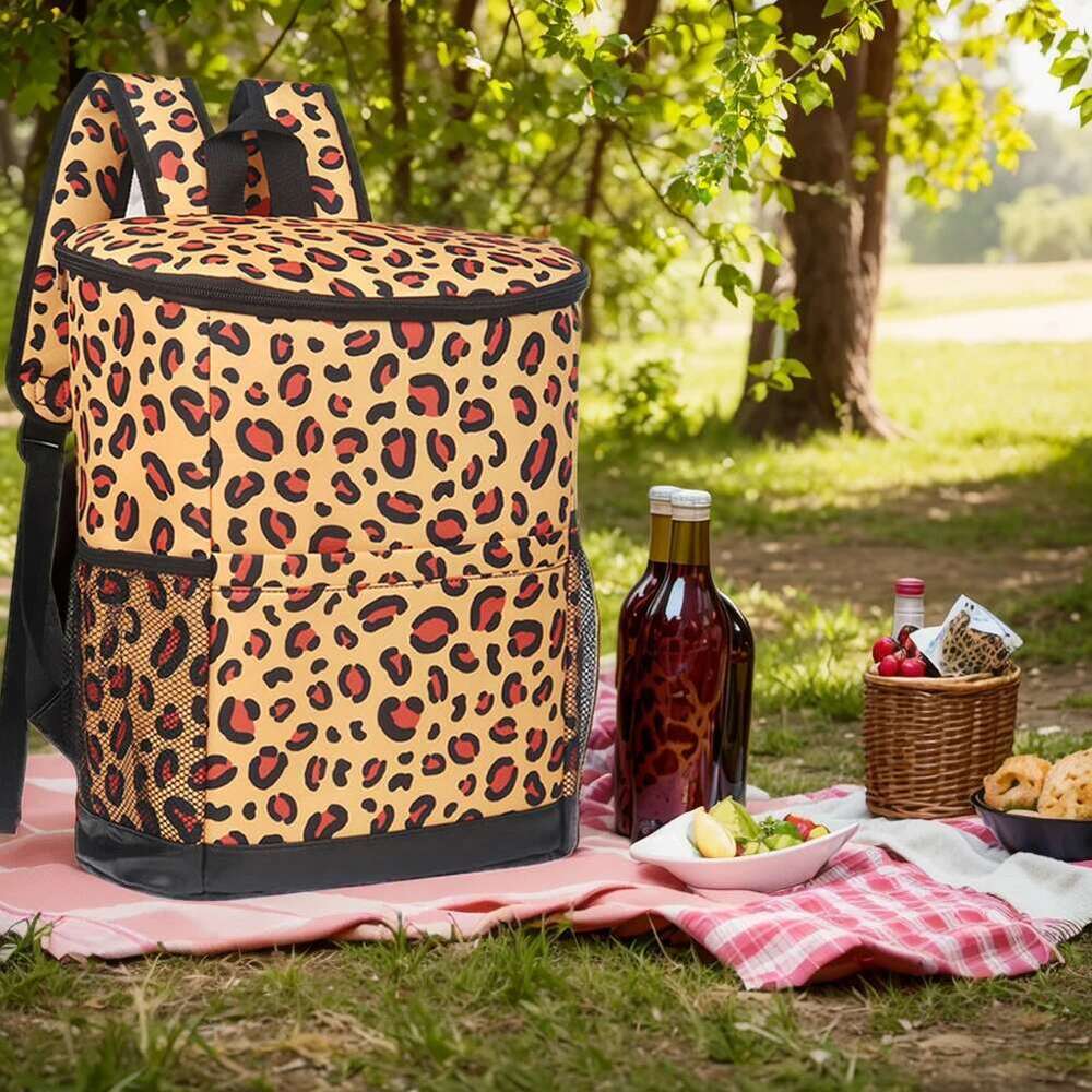 Cooler Bag Leopard Print Lunch Box Large Capacity Picnic Bags Travel Camping Backpack For Beach Hiking