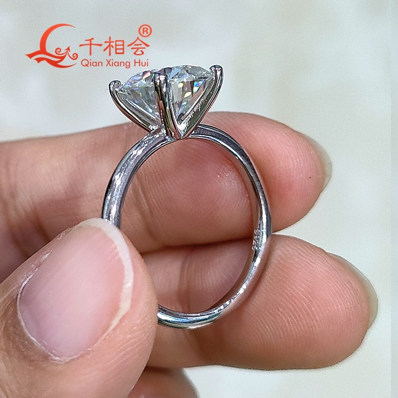 4CT 10mm round S925 Silver D VVS white Moissanite womens Ring Luxury Style gift wedding datting