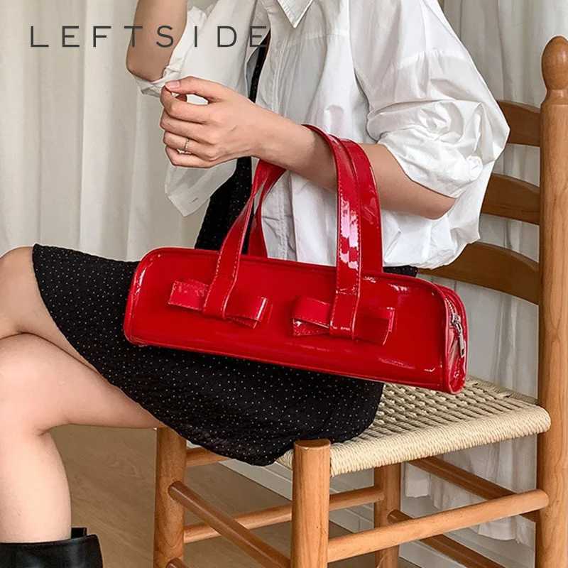 Bow design PU womens leather shoulder bag 2024 Korean fashion designer cross body bag womens solid color handbag Y250319
