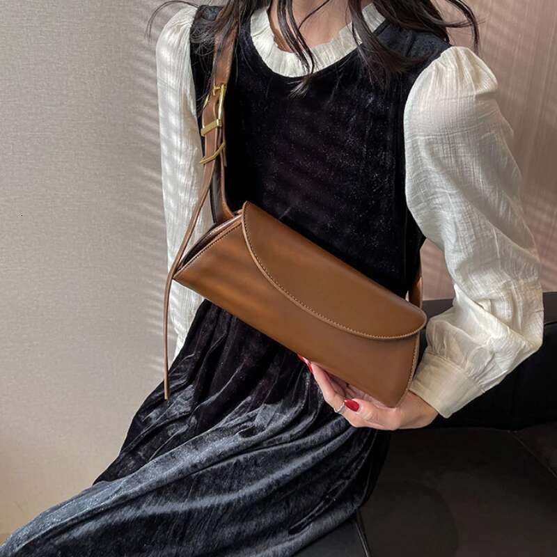 Adjustable Wide Strap Shoulder For Women Underarm Small Retro PU Leather Handbag Shopper Purse Fashion Crossbody Bag