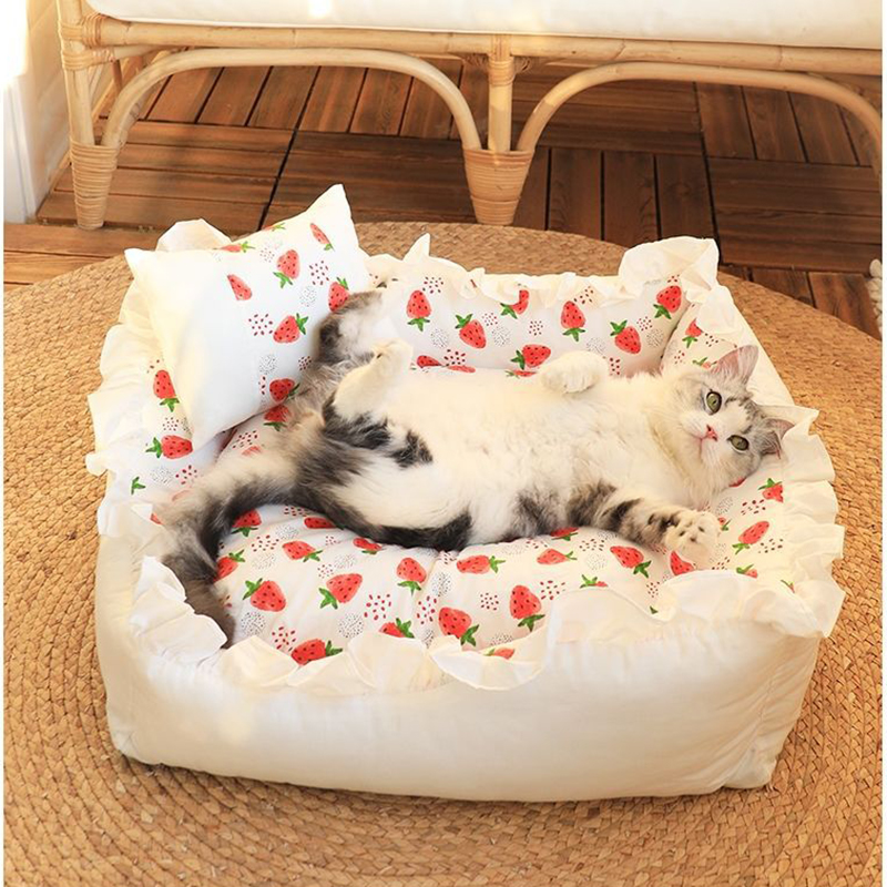 Comfortable Soft Glutinous Cat Nest Winter Thickened Filg Cotton Plush Insulation Pit Cushion Detachable and Washable Dog Bed - view 4