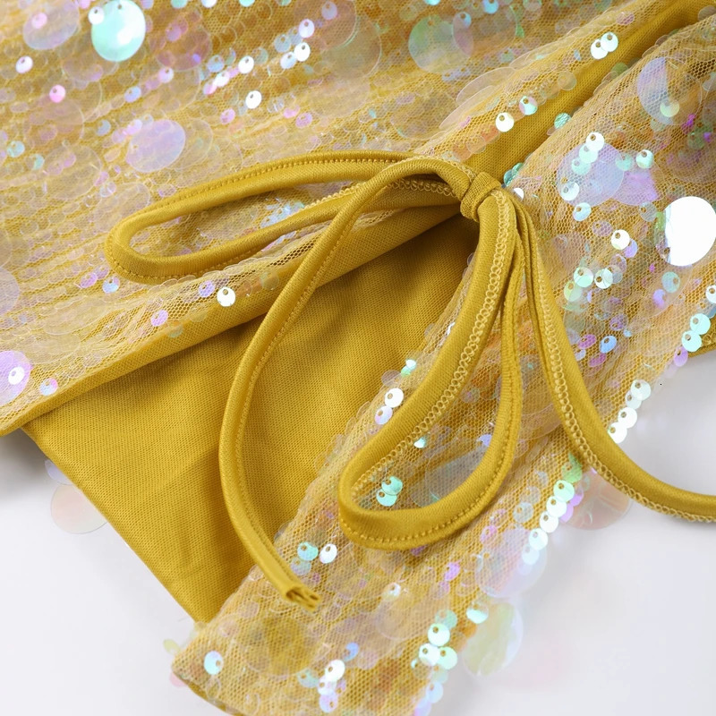 Sequins Y2K Skirt Womens Side Split Tie Up Skirts Sexy tie Sweet Short Pencil Skirt Summer Fashion Streetwear 250320