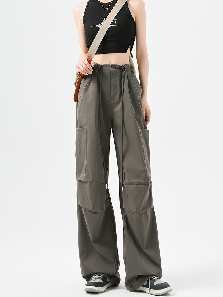 CNLONGBIDA Women's Pants Street casual simple versatile thin wide leg sports pants 41003