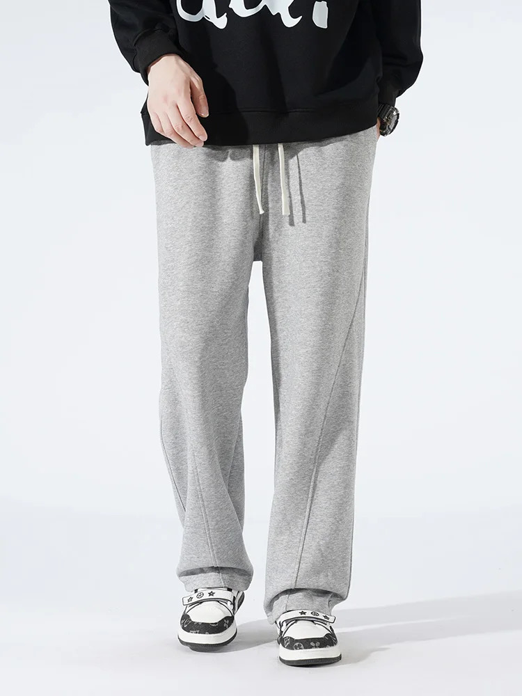 Spring Autumn Mens Sweatpants Korean Fashion Wide Leg Straight Track Pants Sportswear Cotton Casual Loose Sports Trousers 250320