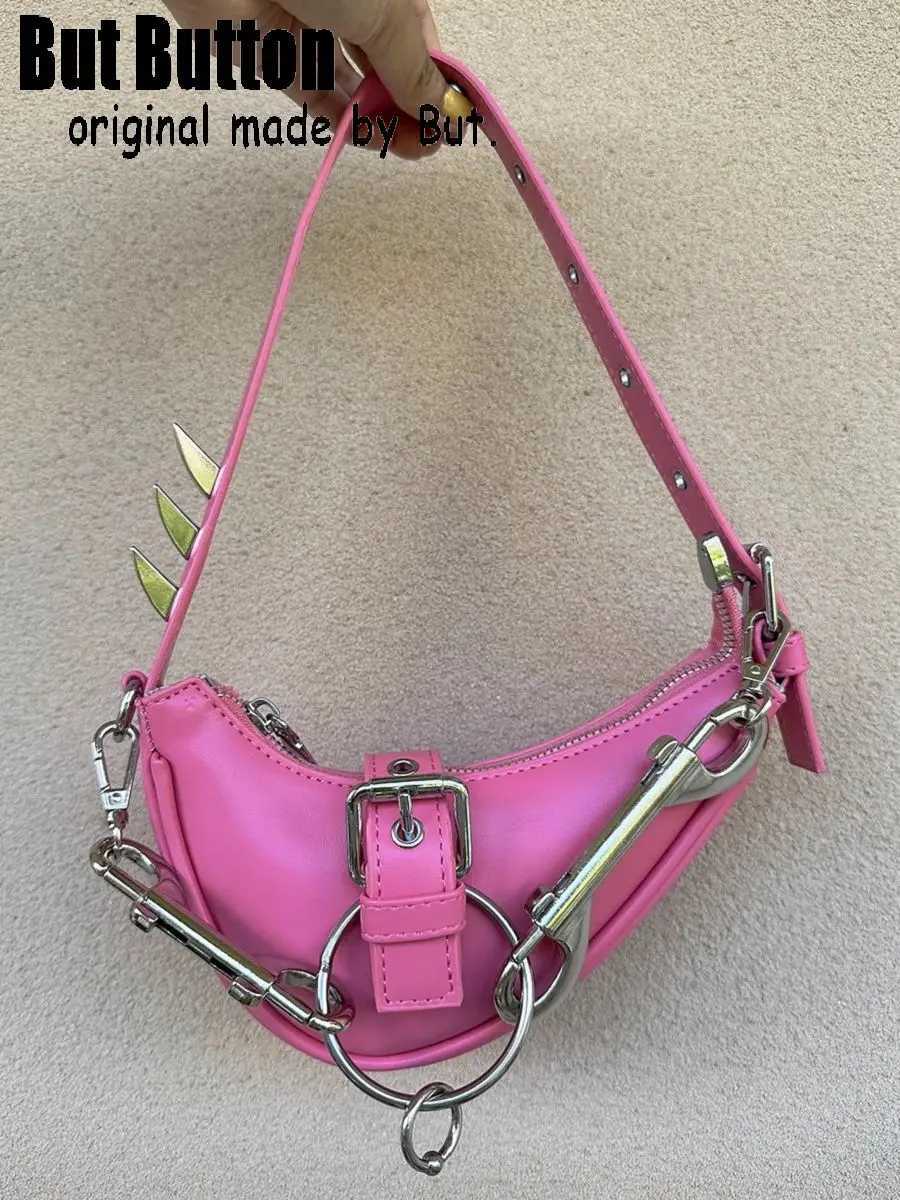 Y2k girl Harajuku spike Gothic One Shoulder Handbag Womens Punk Tote Dark Punk Rock Japanese Heavy Industry Ring Bag Y250320