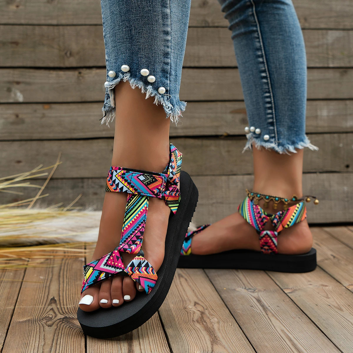 Summer Flat Shoes Womens Hemp Rope Set Foot Beach Sandals Outdoor Full Match Casual Slippers Large Size 250321BJ - view 5