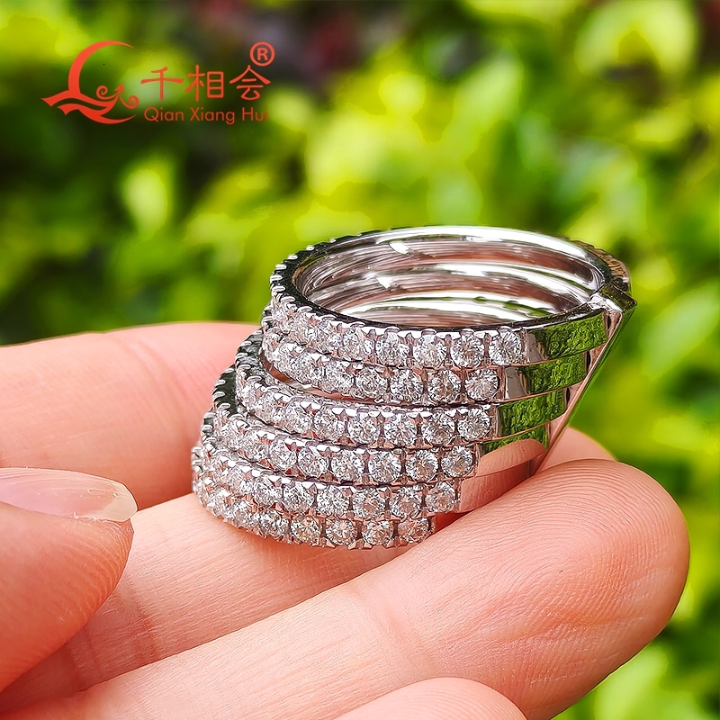 16.5mm wide 2mm six moissanite S925 silver ring perfect for men/women wedding dating gifts or fine jewelry.
