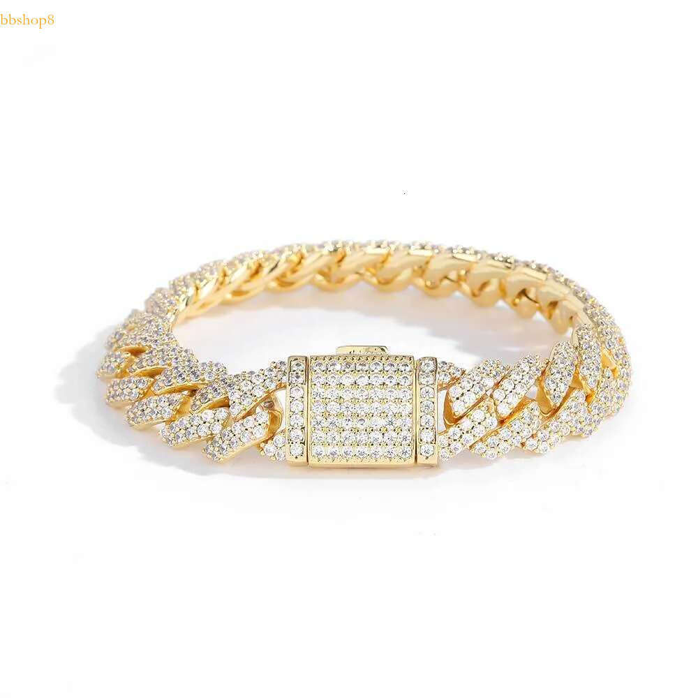 iced out k bracelet for men micro inlaid bg dia 10mm 12mm 14mm width cuban chain bracelets hip hop mens designer jewelry woman Christmas gift