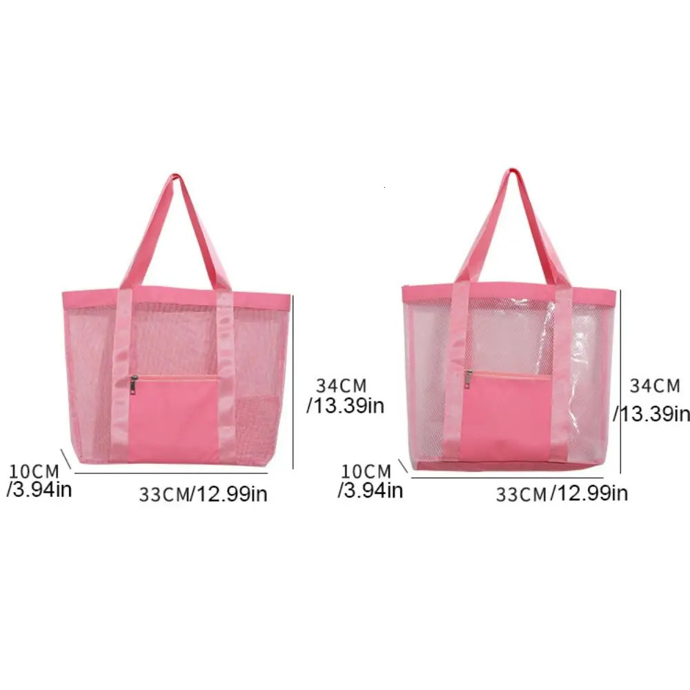 Cute PVC Beach Tote Bag Storage Bag Handbag Transparent Mesh Bag Summer Shoulder Pouch Travel Shoulder Bag Washing 250320