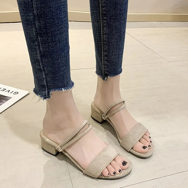 Womens Sandals Thick High Heels Sliding Summer Elegant Slippers Large Size 3442 Fashion Women 250321BJ - view 7