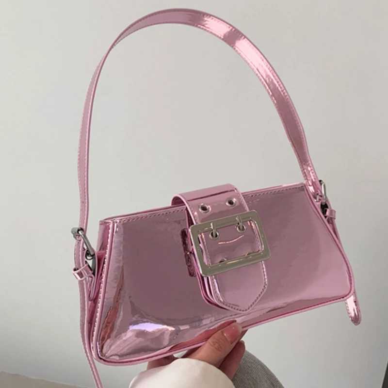 Womens handbag new shoulder bag luxurious design smooth PU leather armrest bag party fashion handbag patented leather silver bag Y250320