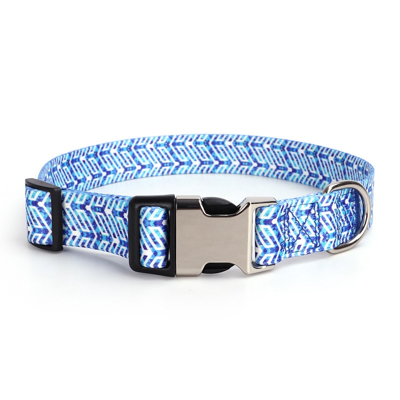 High Quality Thermal Printing Pet Leash Accessory Reinforced Dog Collar with Secure Half Metal Fastener