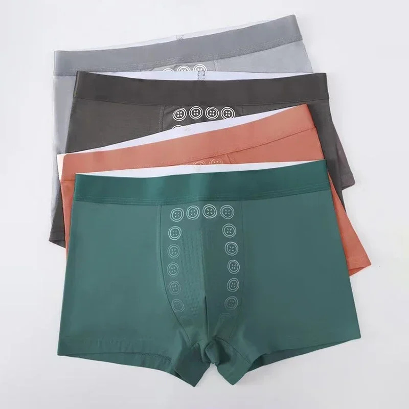 Men Boxer Shorts 3A Graphene Antibacterial Ice Silk U Bulge Pouch Underwear Boxershorts Seamless Breathable Male Panties 250320
