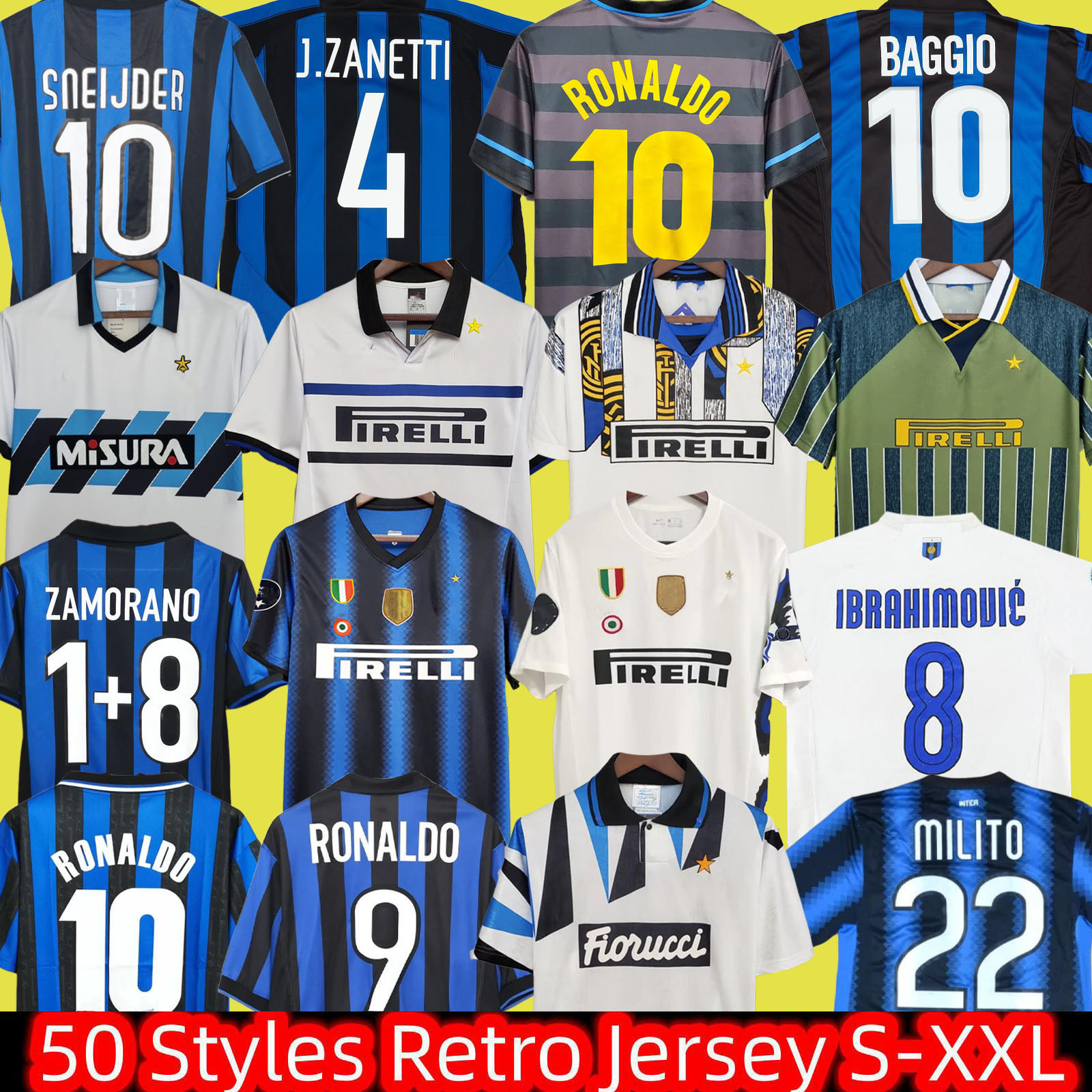 Retro Soccer jersey finals 2009 MILITO SNEIJDER ZANETTI MilanS Eto'o Football 97 98 99 95 96 03 Djorkaeff Baggio ADRIANO 10 11 07 08 09 BATISTUTA Zamorano RONALDO InTErS