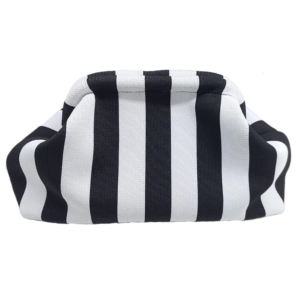 Women Knit Stripe Purse Contrast Color Small Crochet Handbag Knitting Dumpling Clutch Summer Beach Bag 250317