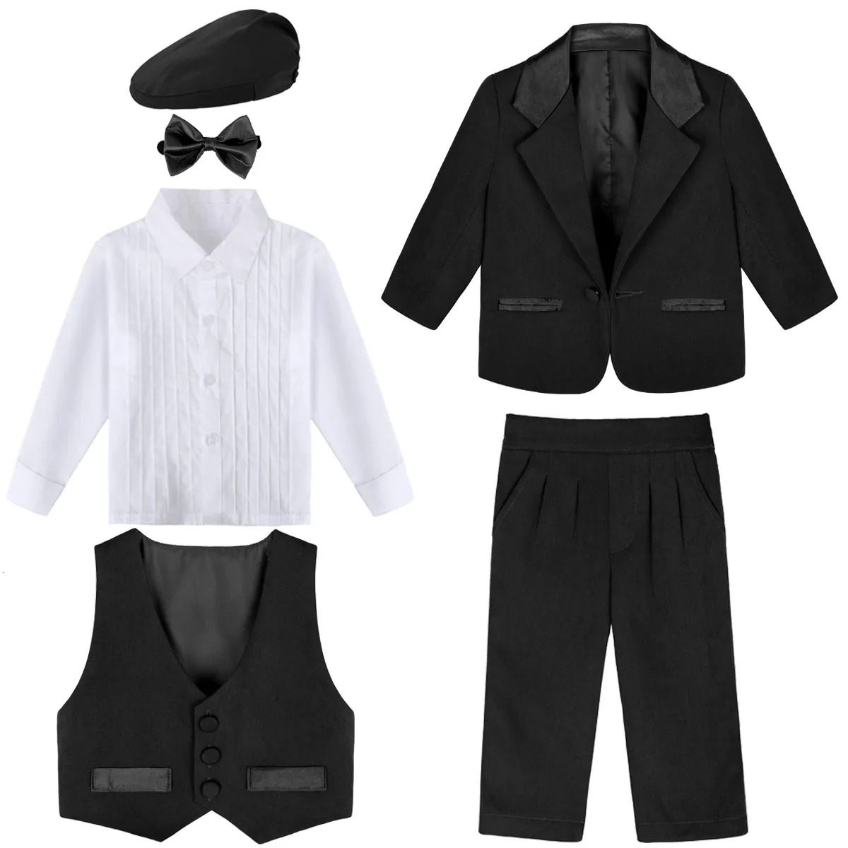 Baby Boys Formal Clothing Sets Christening Suit Infant Wedding Birthday Tuxedo No Tail Party Outfits Boy Church 5 Pcs Set 250320
