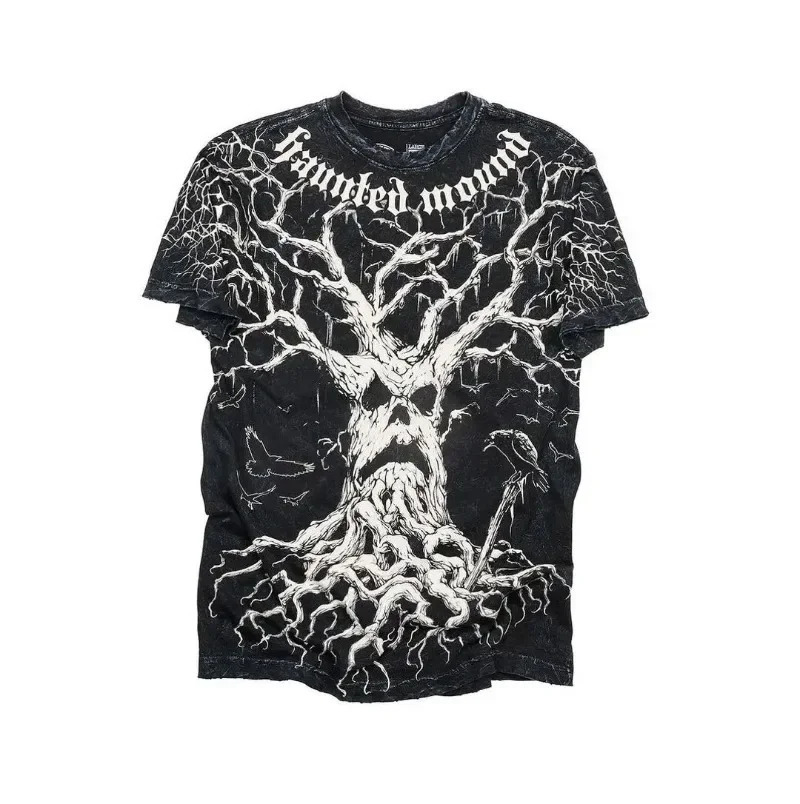 Retro Y2K T-shirt Harajuku Hip-Hop Kawaii Oversized T-shirt Mens And Womens Short-Sleeved Gothic Clothing Tops Street Wear 250320